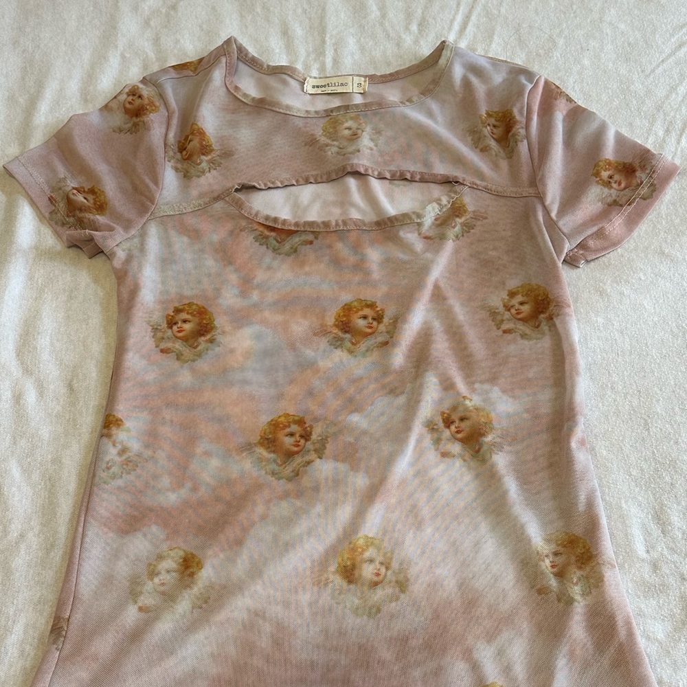 Sheer Angel Print Top